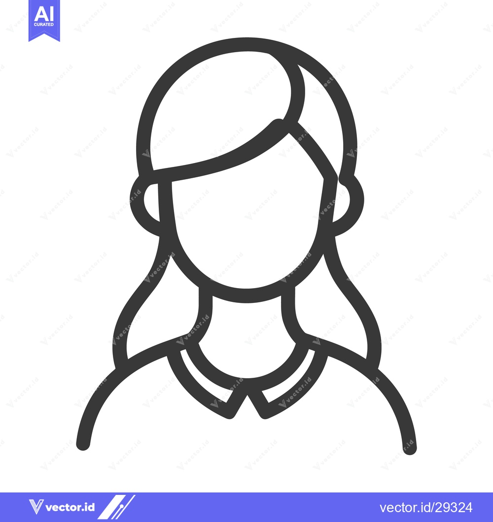 Premium Vector of Simplified line drawing of a woman showing shoulders and long hair