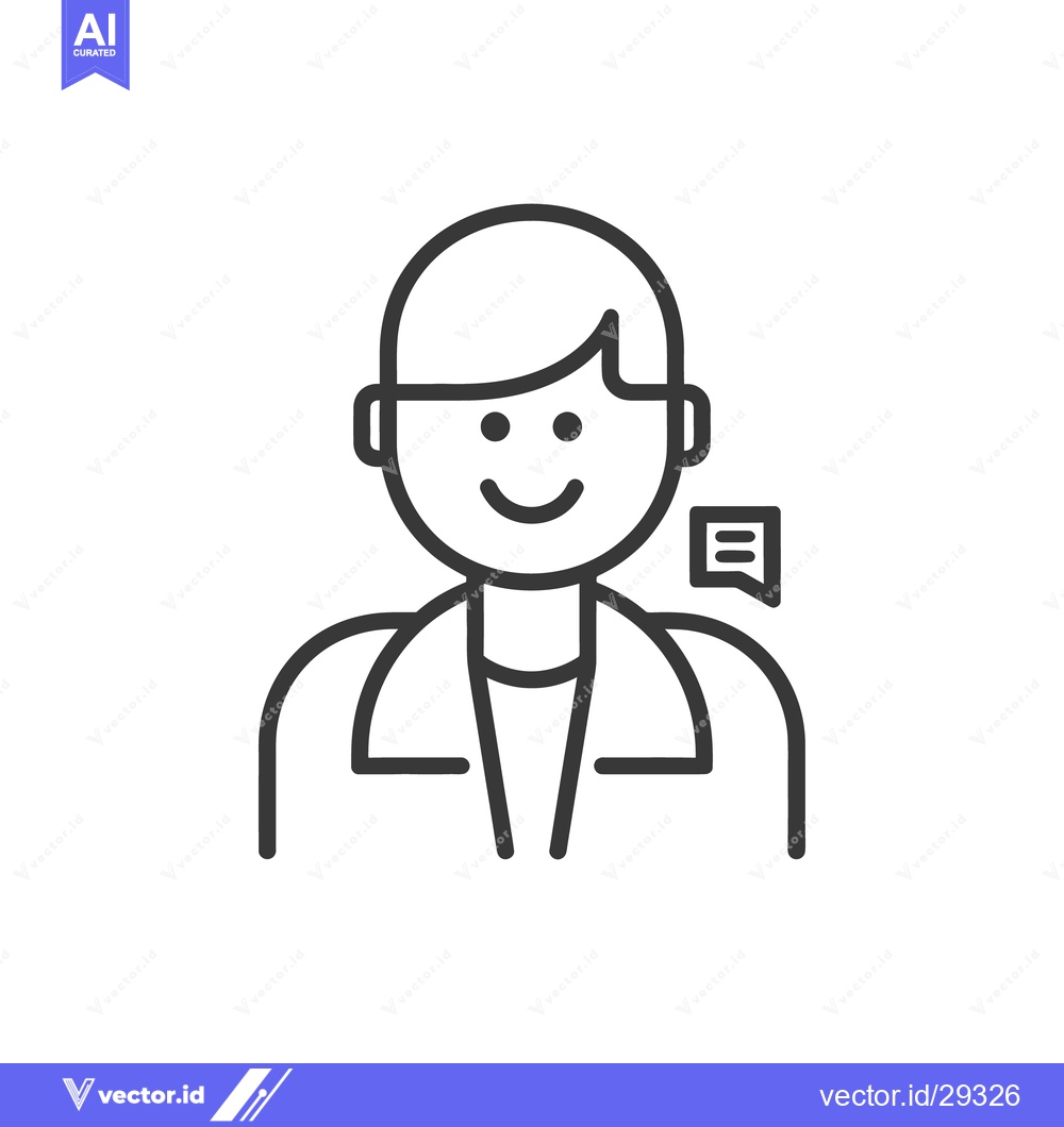 Premium Vector of A smiling person with a message bubble icon on the right side