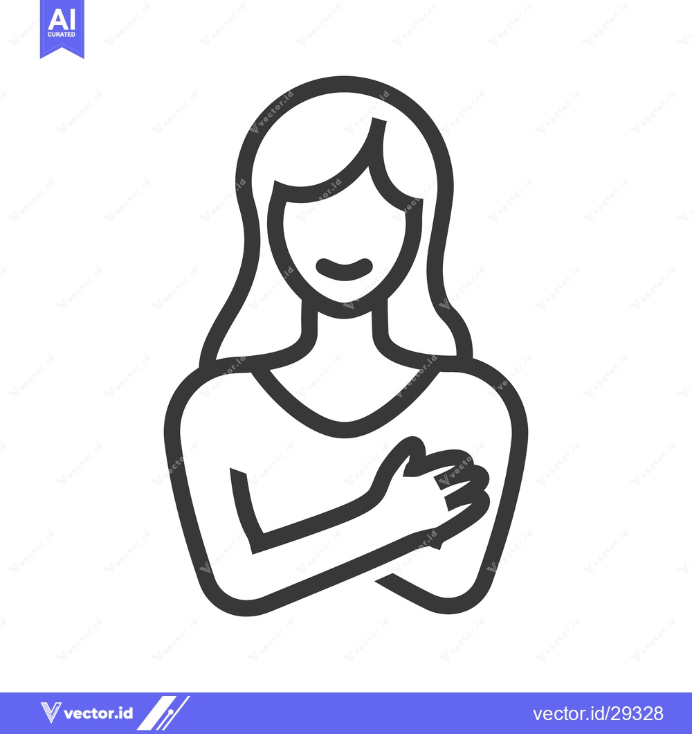 Premium Vector dari A smiling woman embracing herself in a simple line drawing