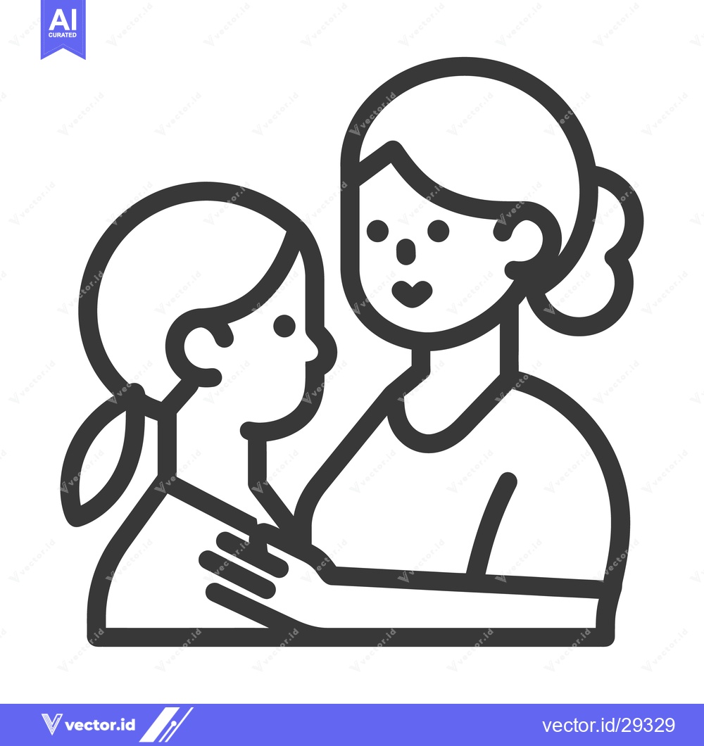 Premium Vector of A mother embraces her child with a look of affection