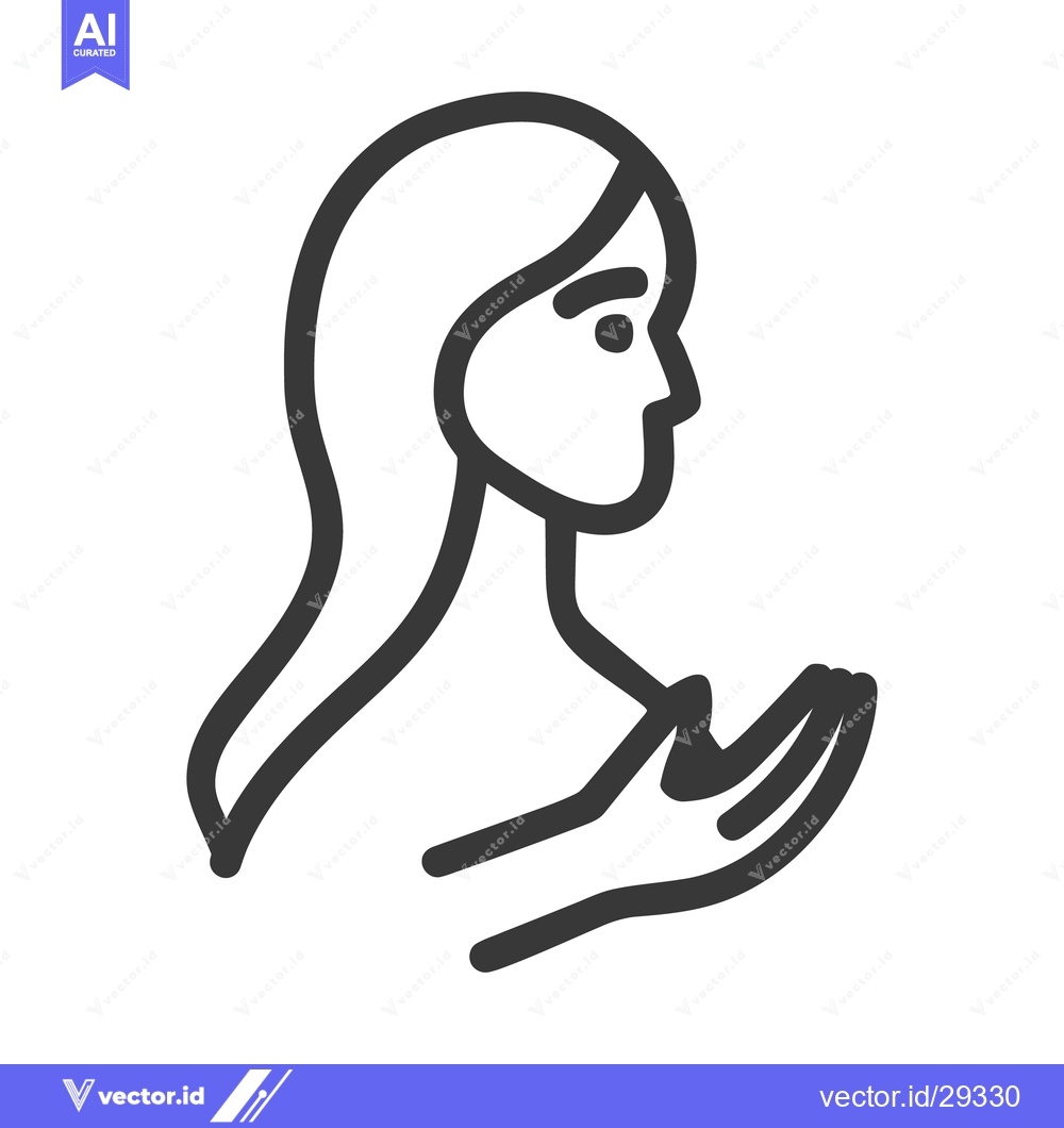 Premium Vector dari A minimalist line drawing depicts a woman with outstretched hands