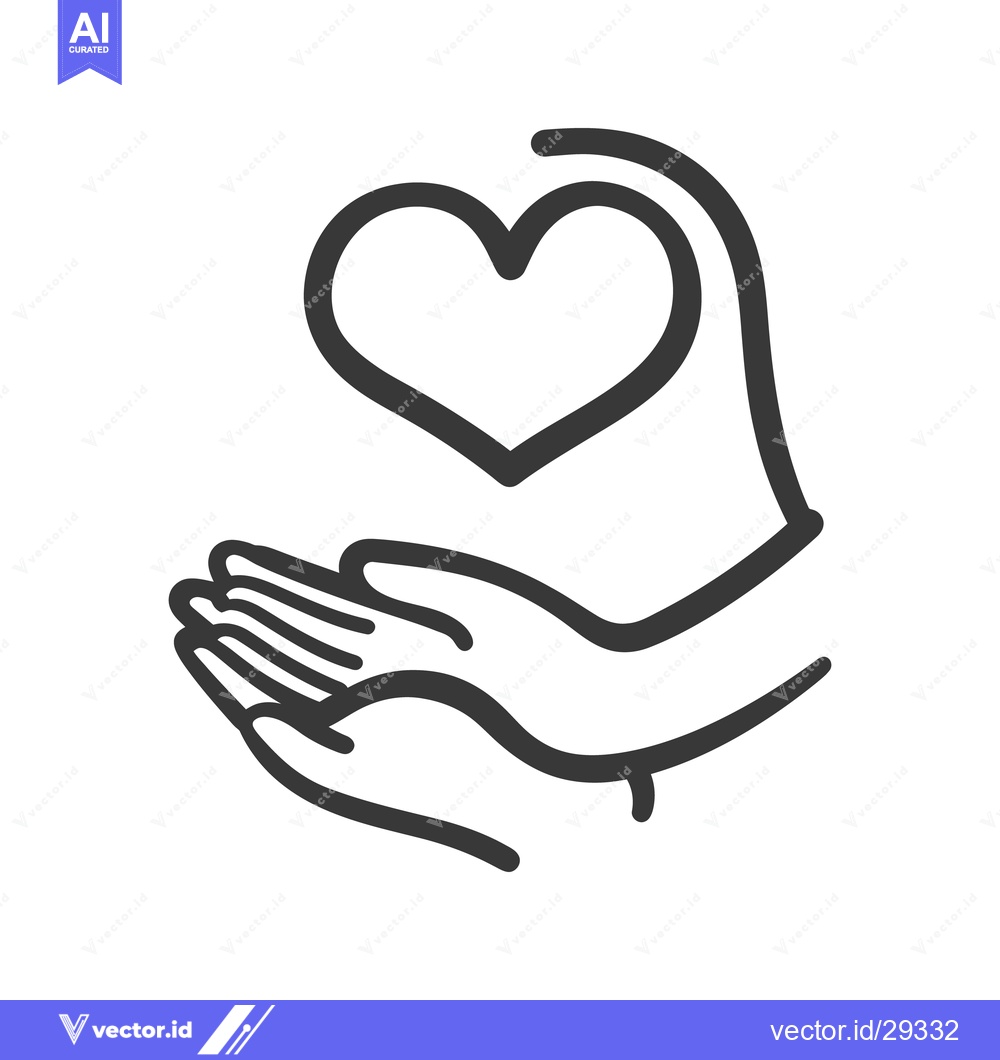 Premium Vector of A simple sketch depicting hands cupping and offering a heart