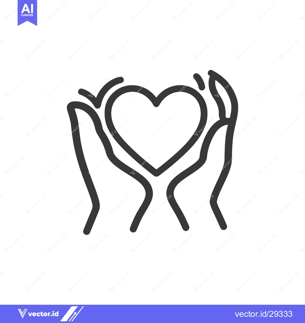Premium Vector of Hands are holding and protecting a heart symbol of love