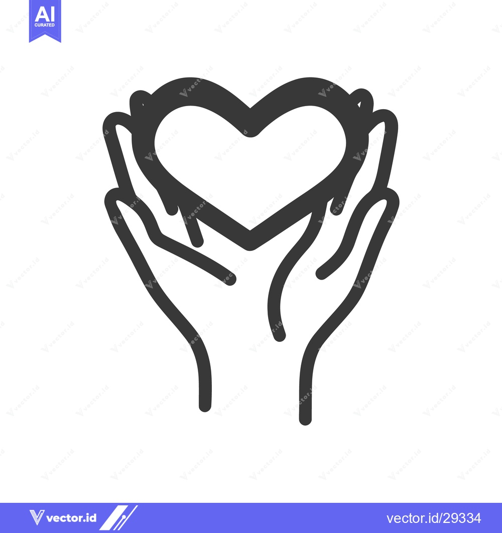 Premium Vector dari Two hands cradling a heart shape representing love and care