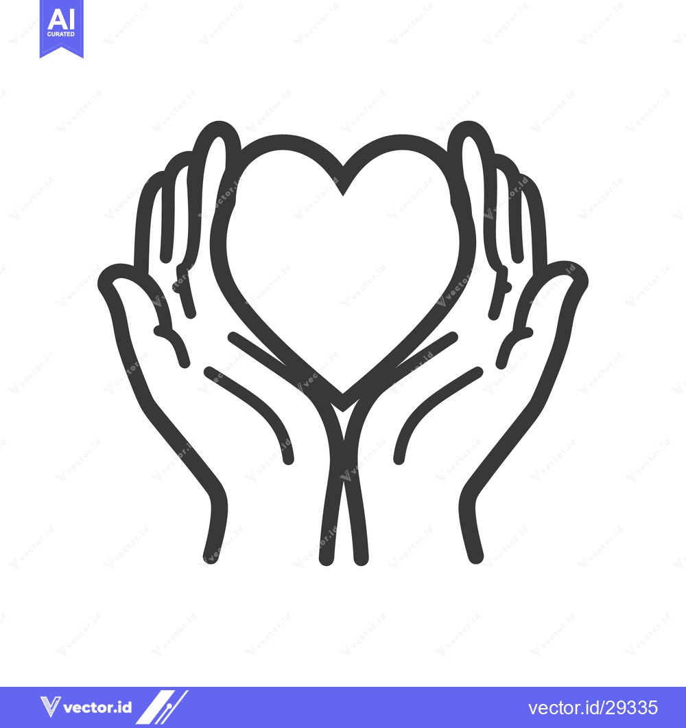 Premium Vector dari Two hands cradling a heart shaped symbol of affection and care