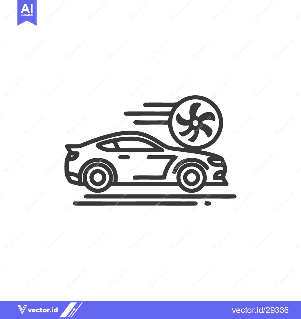 Premium Vector of Sleek Car with Turbine Icon: Modern Automotive Technology Concept