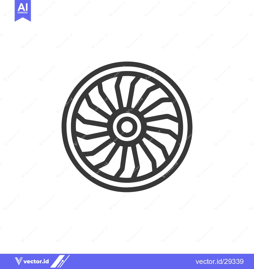 Premium Vector of Turbine Icon: Sleek, Modern Design with Radial Blades and Circular Fra