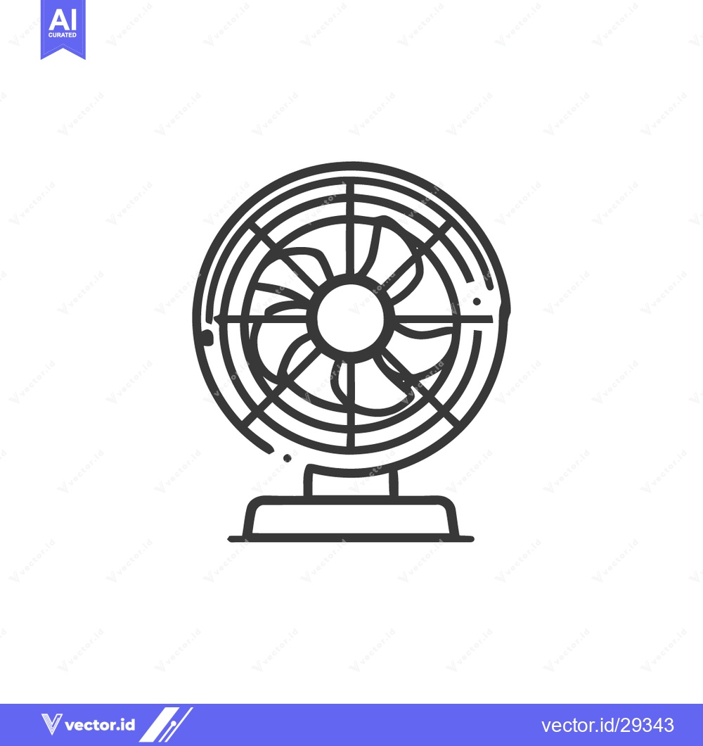 Premium Vector of Minimalist Line Art: Vintage Electric Fan Illustration on White Backgr