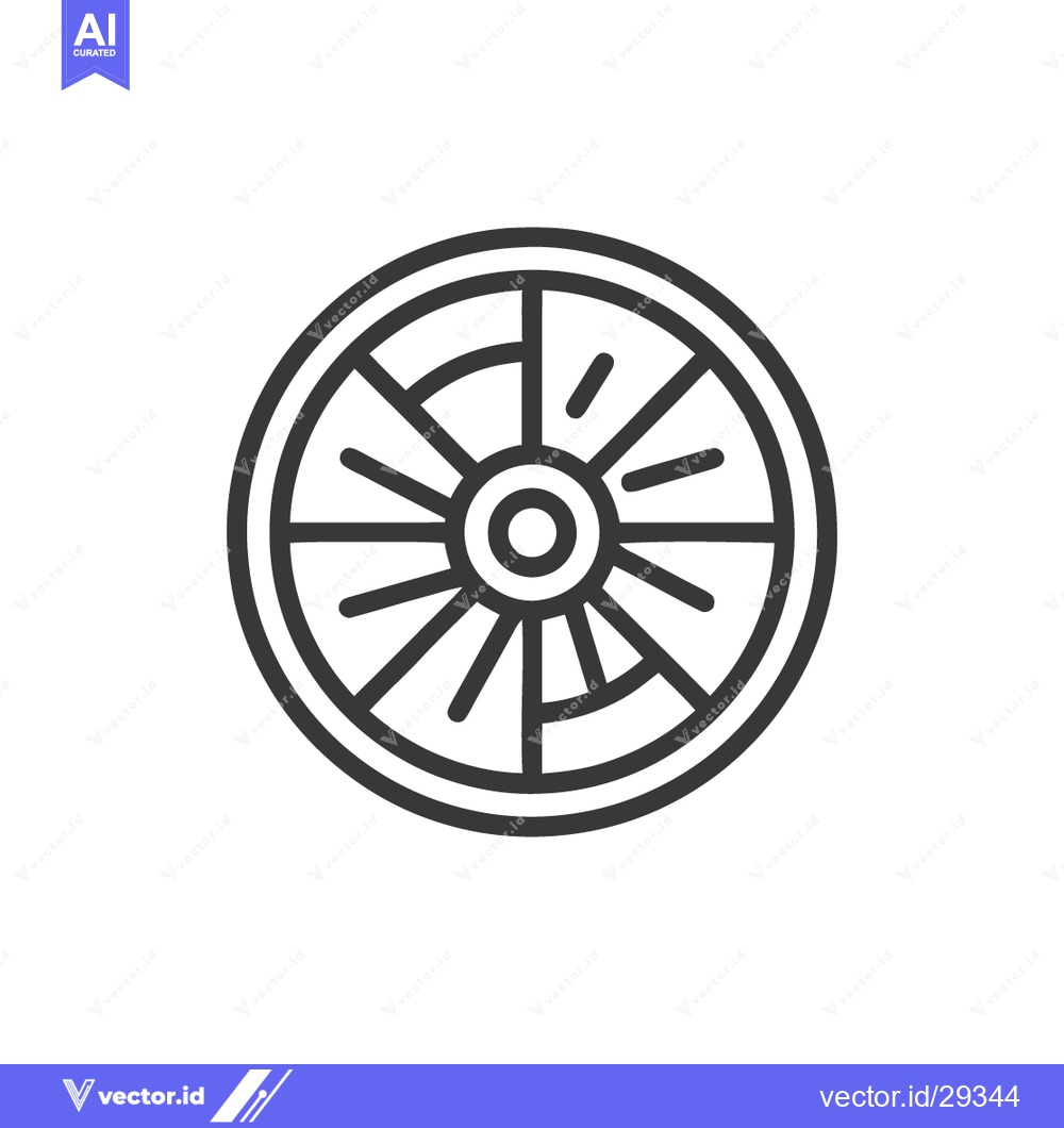 Premium Vector dari Minimalist Line Art: Detailed Wheel Icon on White Background