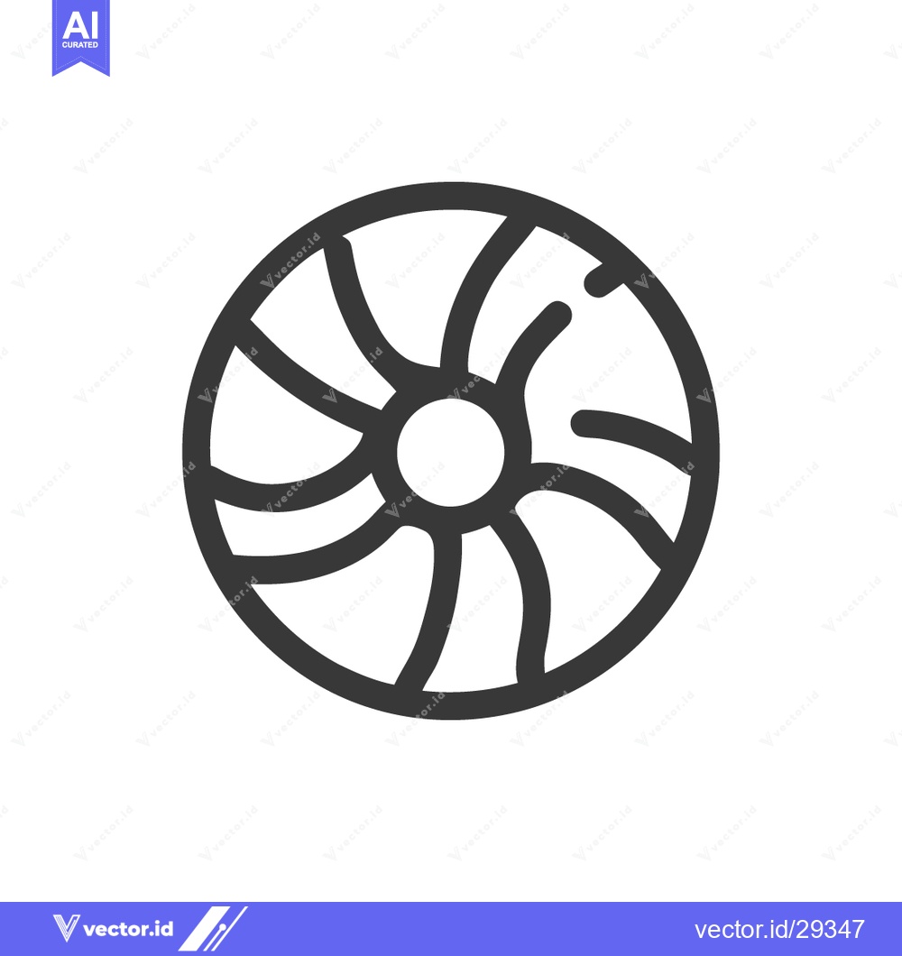 Premium Vector dari Stylized Fan Icon with Curved Blades in Circular Design, Minimalist St