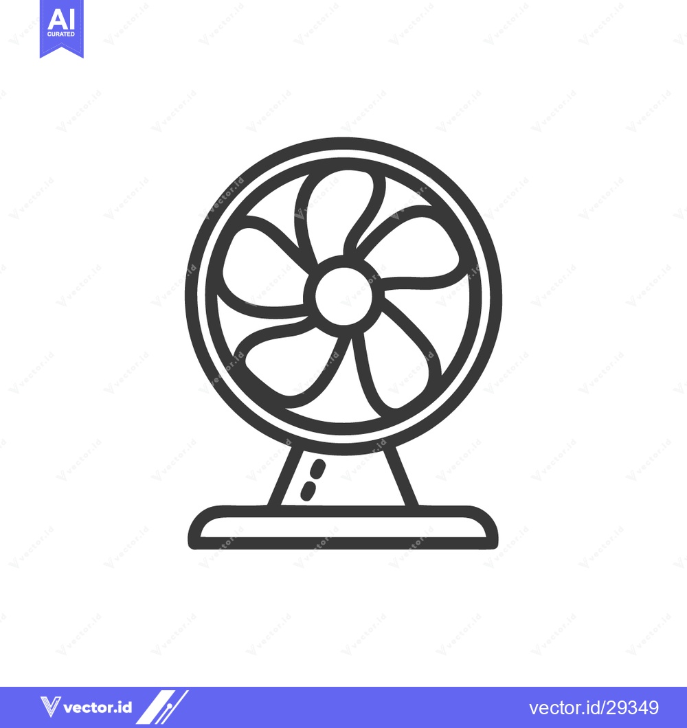 Premium Vector of Minimalist Fan Icon: Black Outline on White Background, Cooling Applia