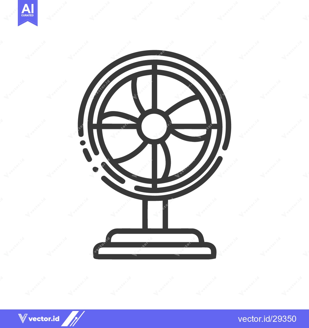 Premium Vector dari Minimalist Table Fan Icon with Motion Lines on White Background