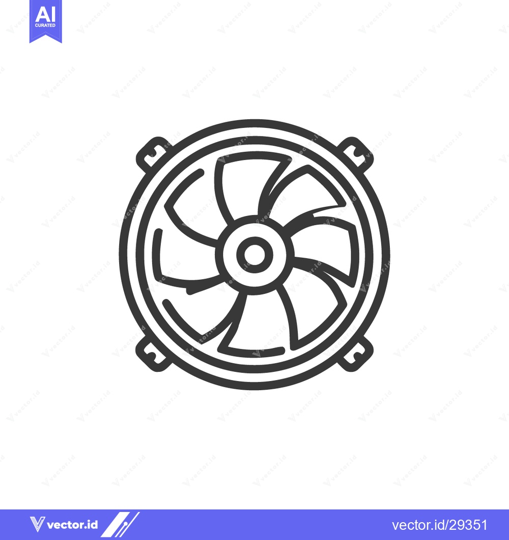 Premium Vector of Minimalist Line Art: Computer Fan Icon with Circular Design and Mounti