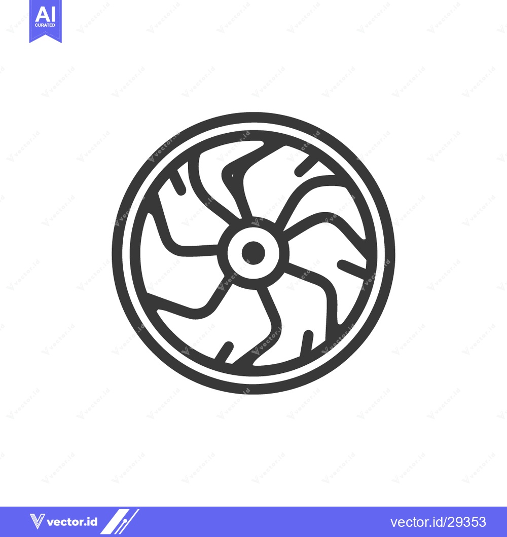 Premium Vector of Minimalist Line Art: Circular Fan with Curved Blades on White Backgrou