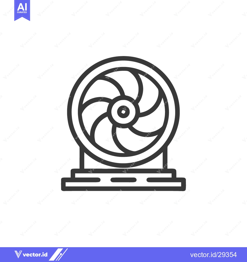 Premium Vector of Minimalist Fan Icon: Clean Line Art of Cooling Device on White Backgro