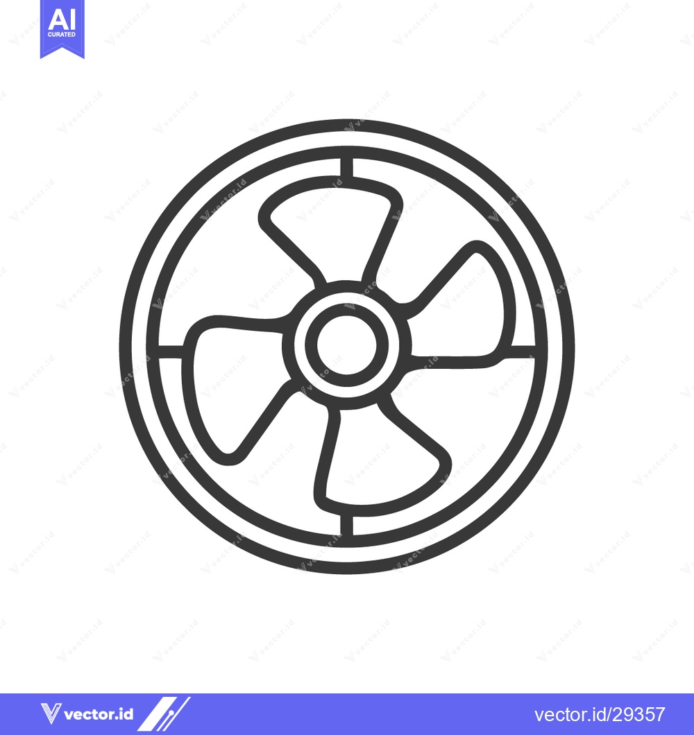 Premium Vector dari Minimalist Outline of a Circular Fan with Four Blades