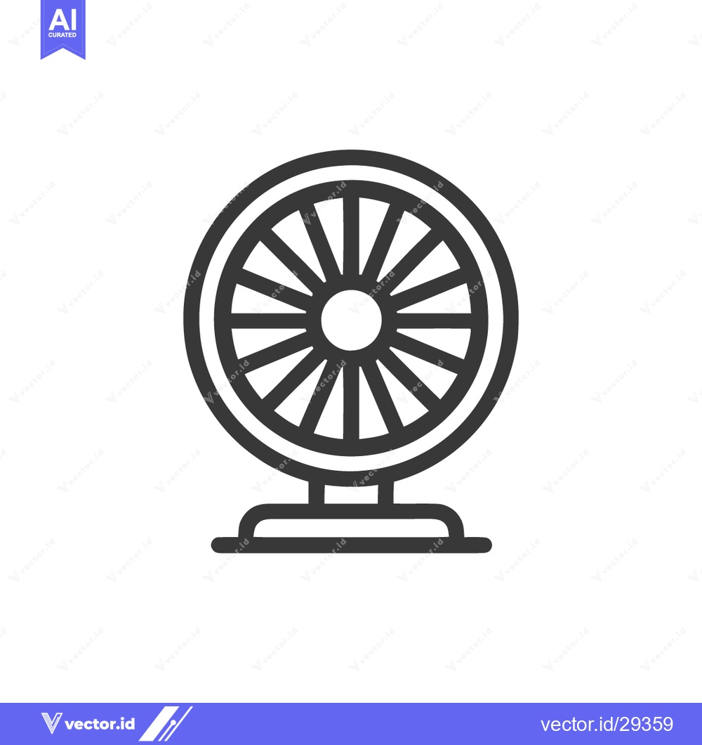 Premium Vector dari Minimalist Fan Icon: Circular Design with Spokes and Base, Black Outli