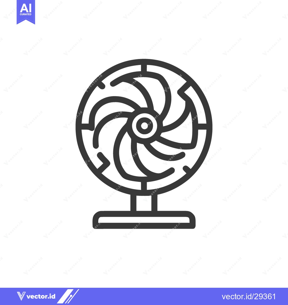 Premium Vector dari Minimalist Line Art: Table Fan with Circular Blade Design on White Bac