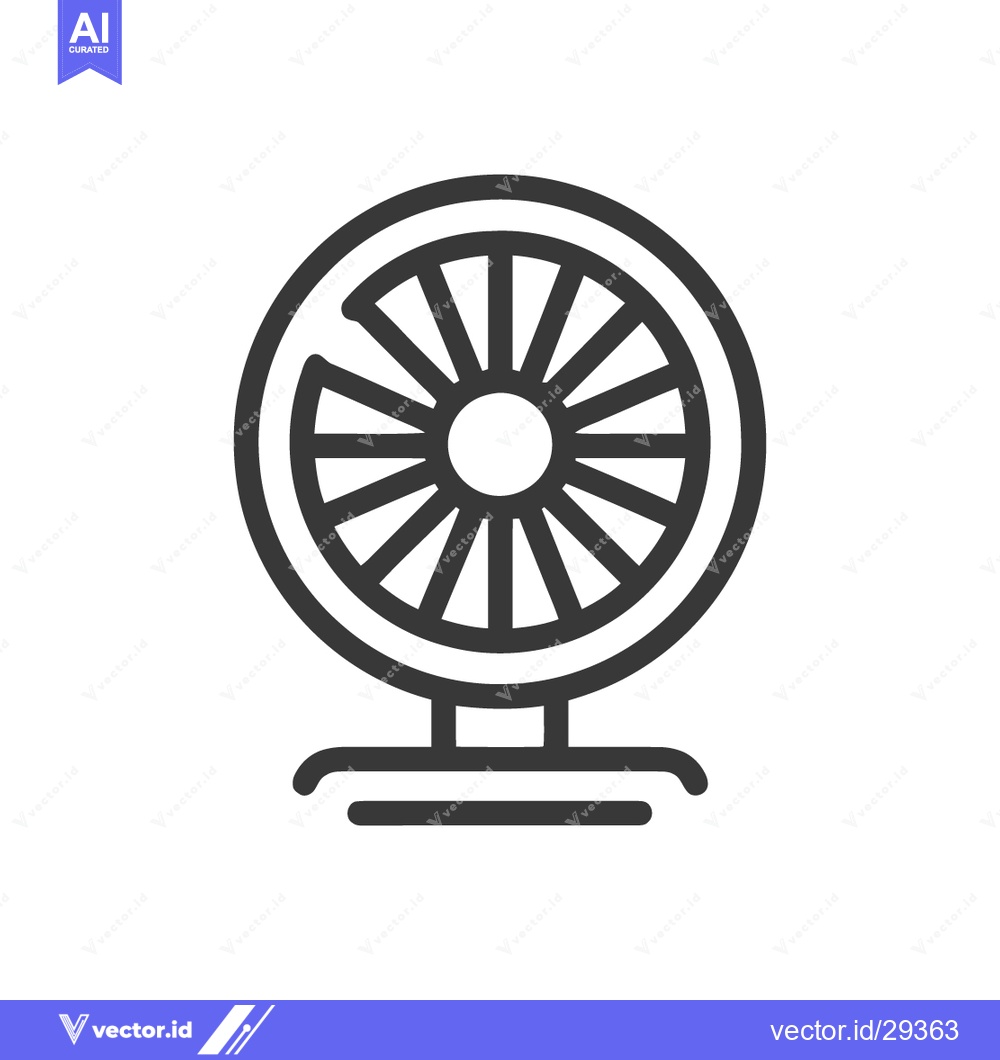 Premium Vector dari Minimalist Line Art: Desk Fan Icon with Circular Blade Design on White