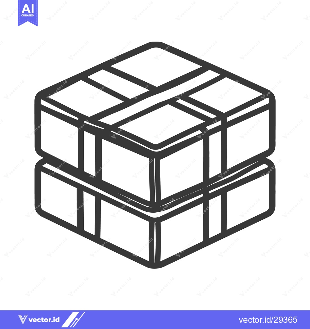 Premium Vector dari Two stacked rectangular boxes are secured with crosswise straps