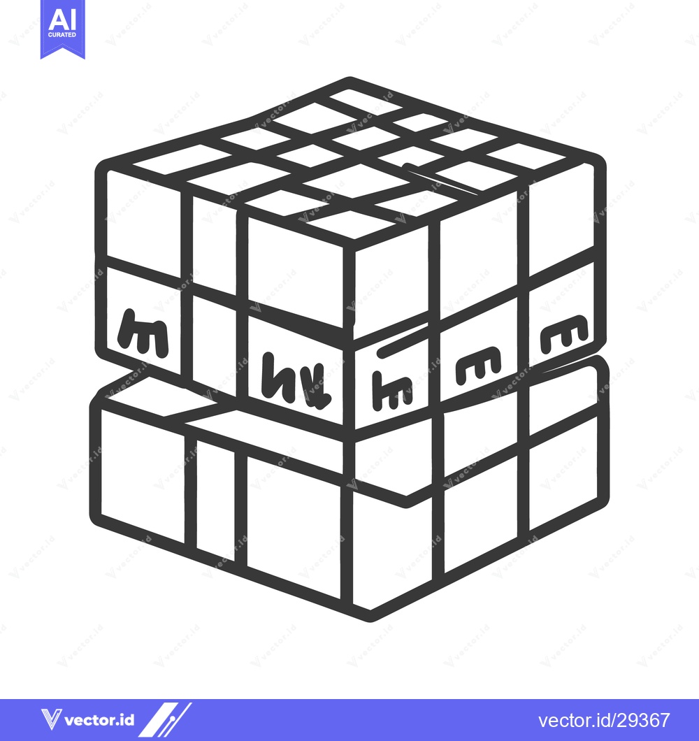 Premium Vector dari A two layered cube puzzle illustration with letters written on it