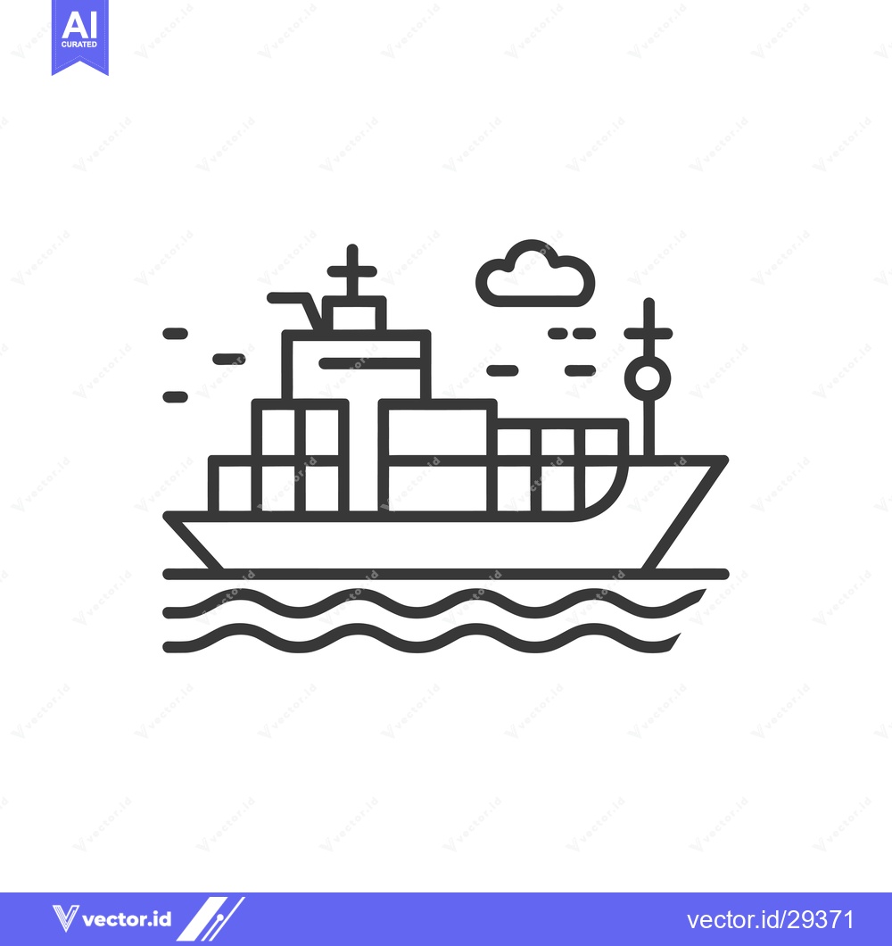 Premium Vector of Cargo Ship Sailing on the Ocean with a Single Cloud in the Sky
