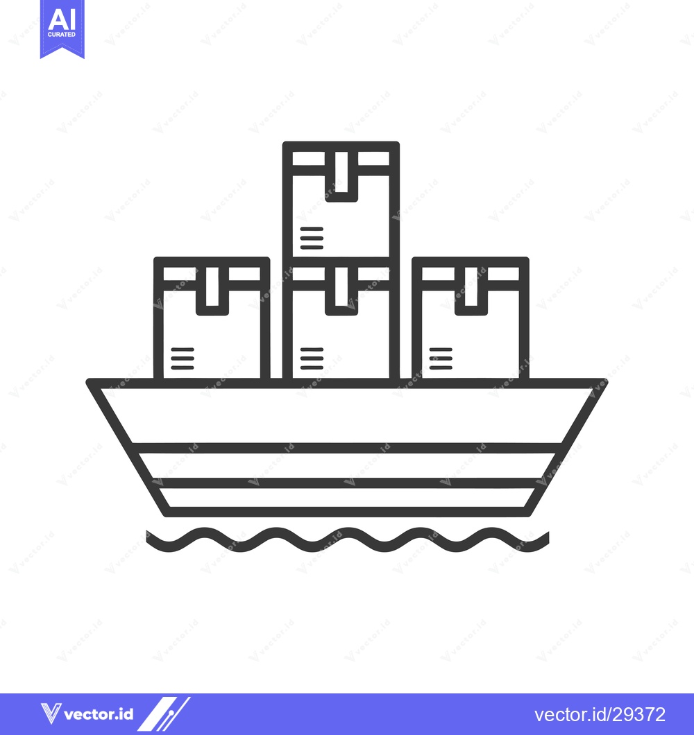 Premium Vector dari Cargo Ship with Boxes on Deck