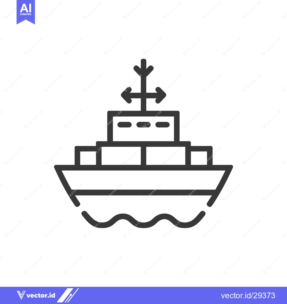 Premium Vector of Cargo Ship with Containers and Arrows Indicating Direction