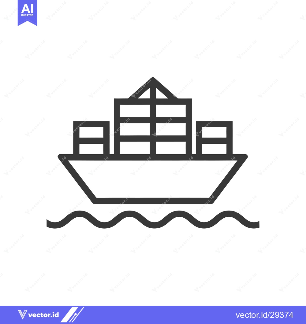 Premium Vector of Cargo Ship with Containers on the Ocean