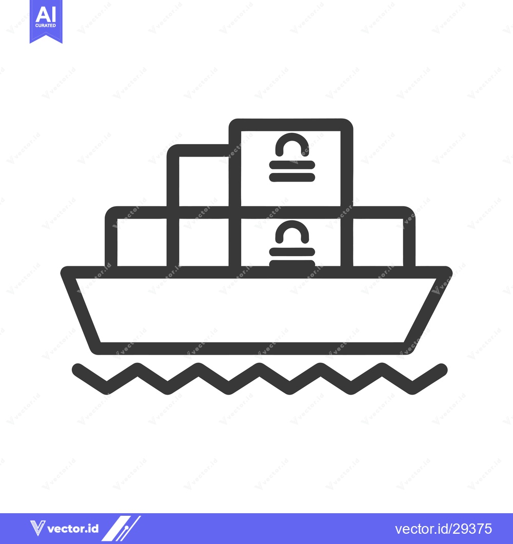 Premium Vector dari Cargo Ship with Containers on the Water