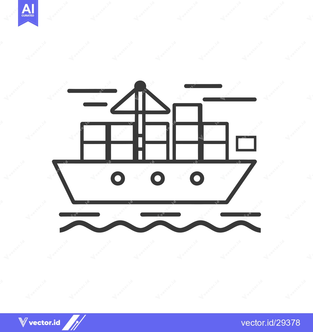 Premium Vector of Cargo Ship with Containers Sailing on Water