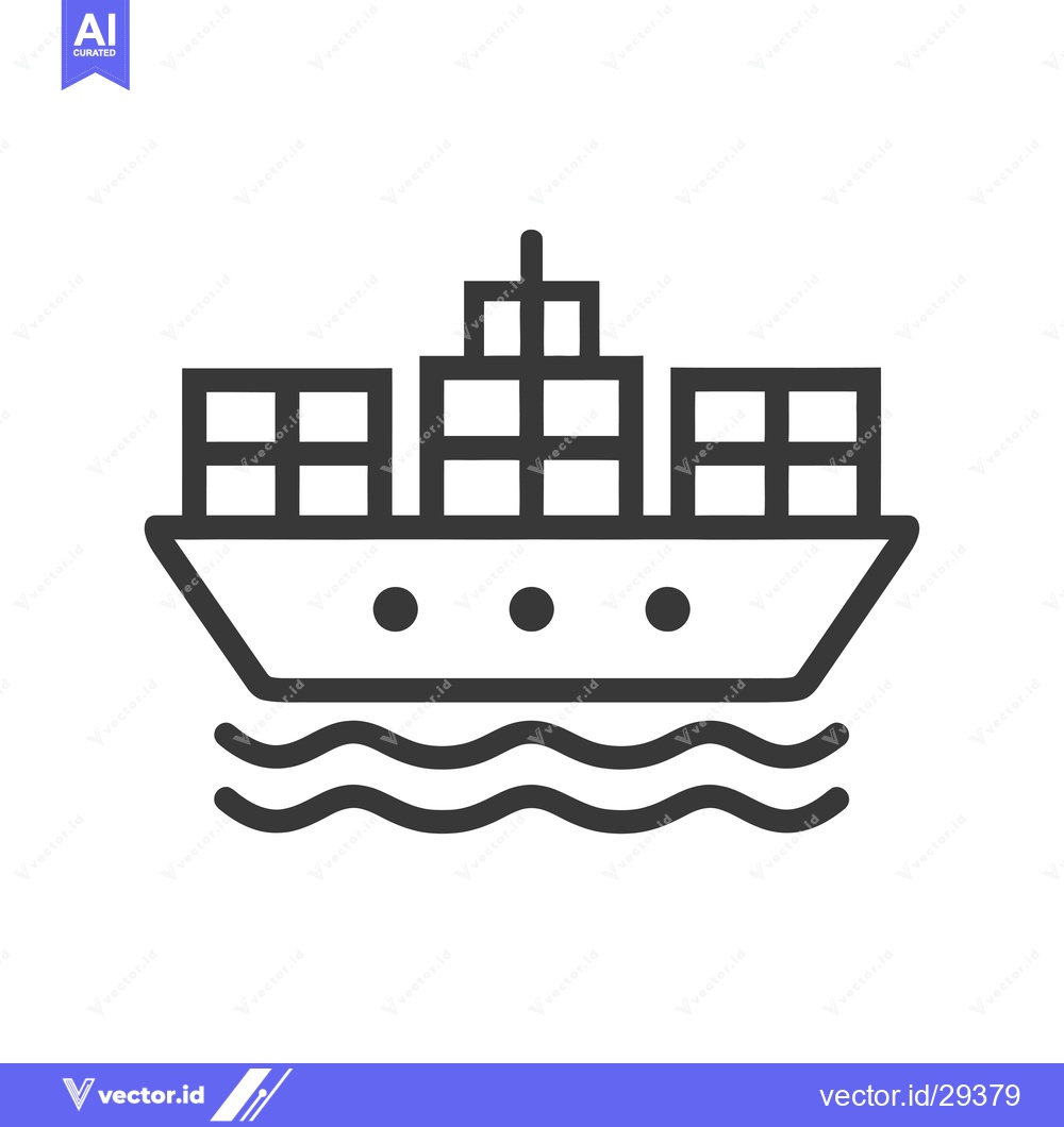 Premium Vector dari Cargo Ship with Containers Sailing on Water