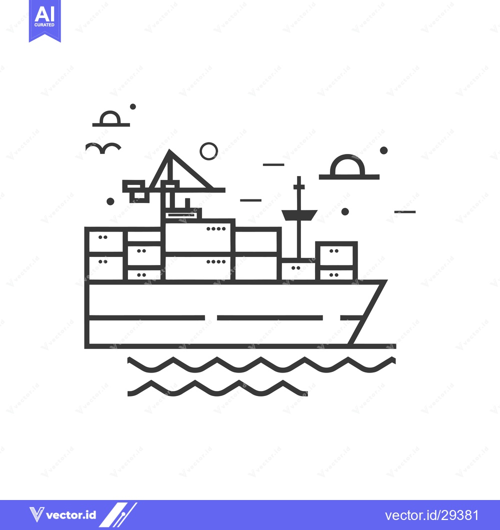 Premium Vector dari Cargo Ship with Crane on Deck Sailing on the Sea