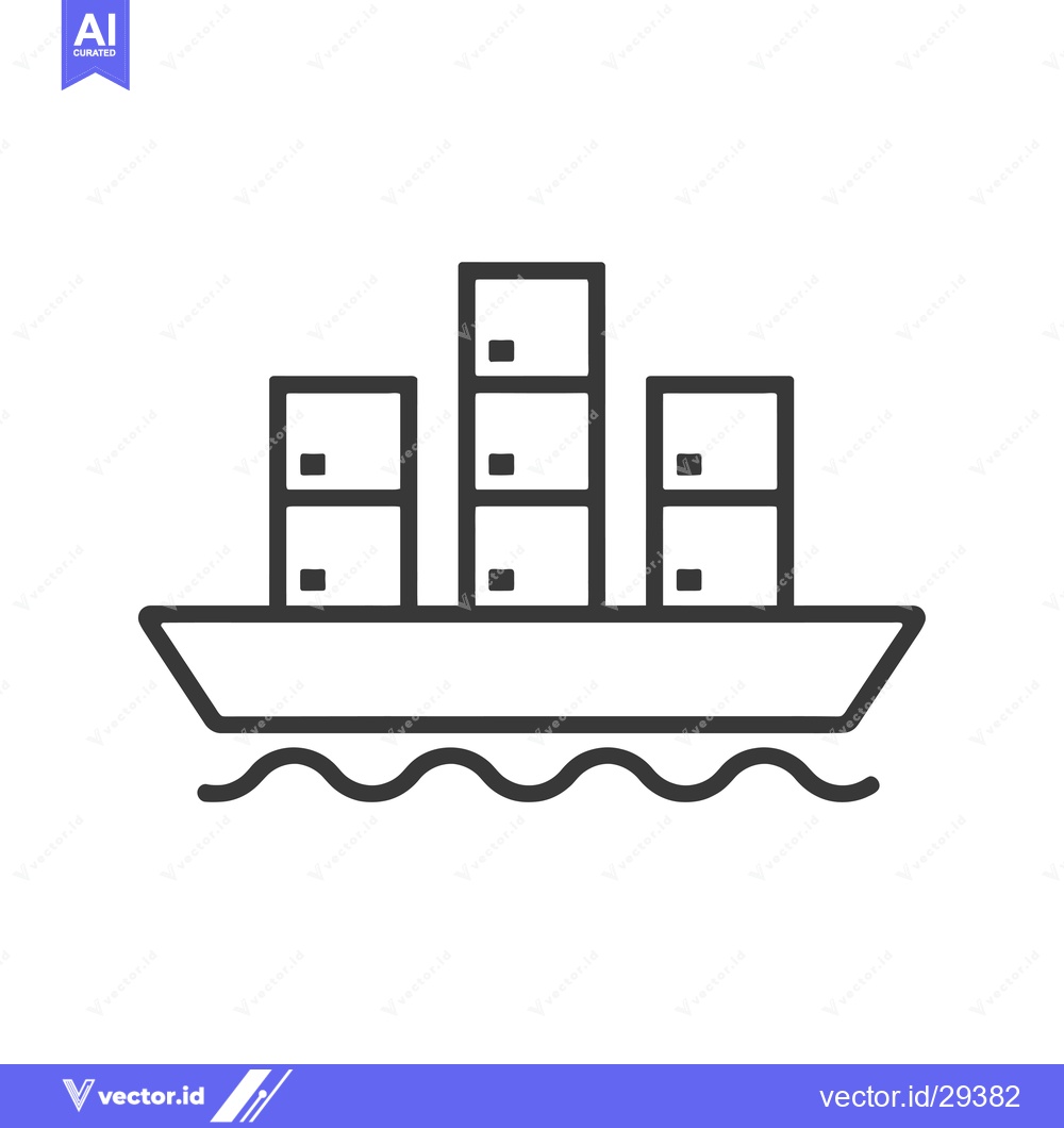Premium Vector of Cargo Ship with Three Containers on Deck in Water