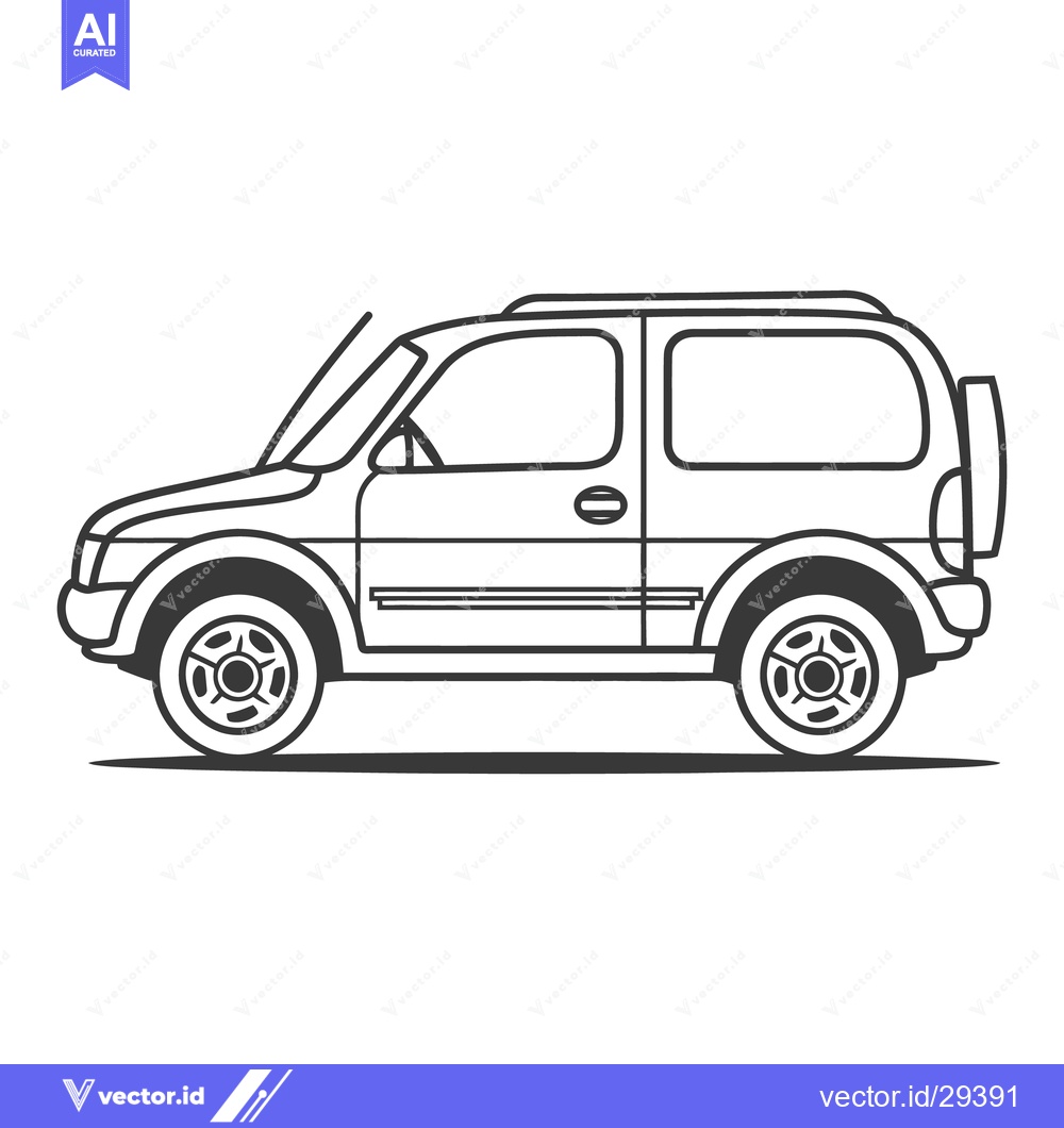 Premium Vector of An outlined image of a simple four wheeled off road vehicle