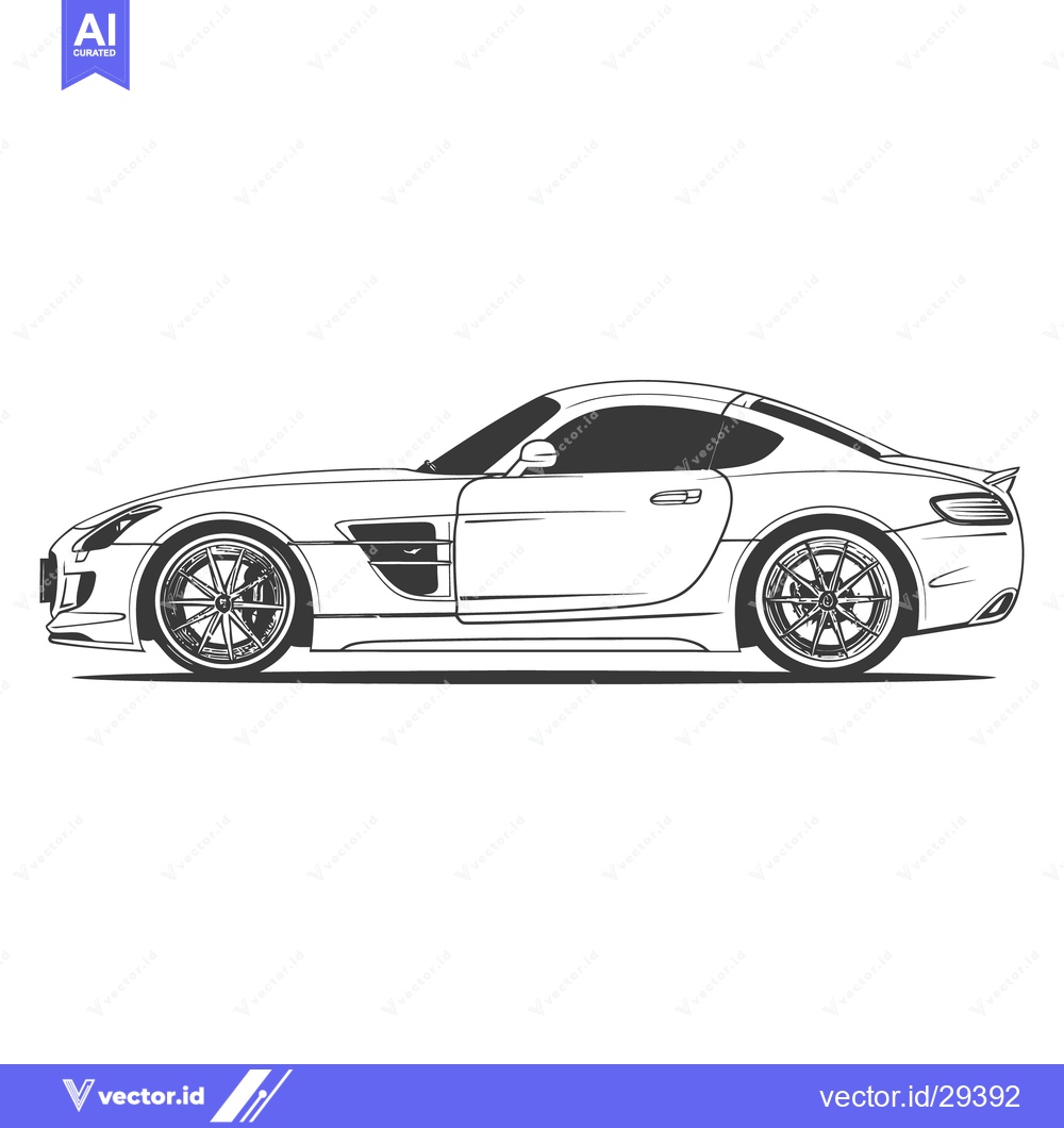 Premium Vector dari A stylized illustration of a modern two door sports car