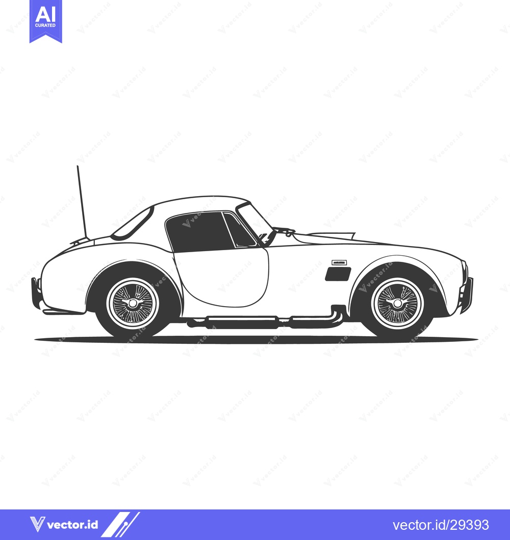 Premium Vector dari A Classic Sports Car Illustrated In A Simple Black And White Style