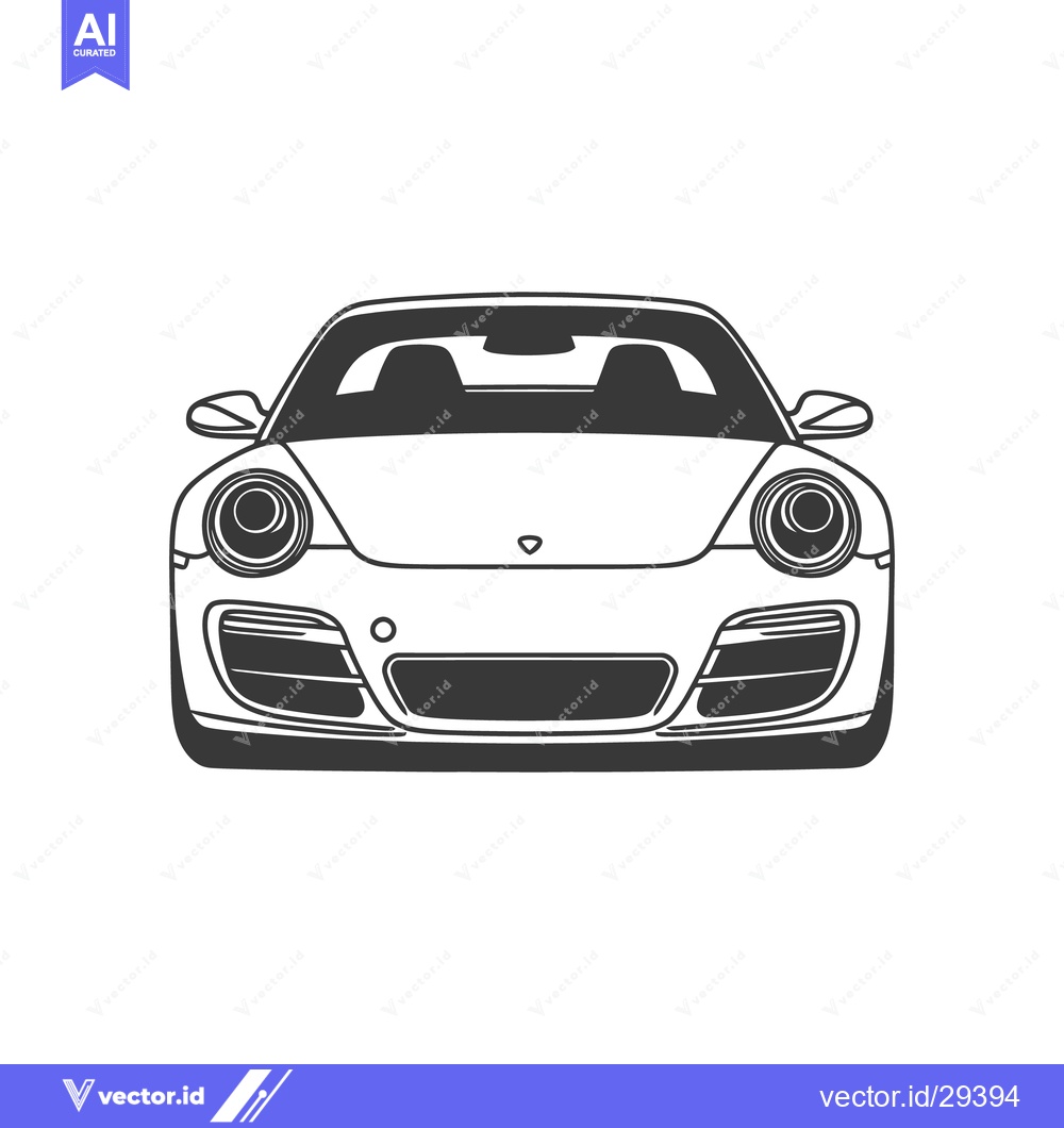 Premium Vector dari A front view of a modern black and white sports car