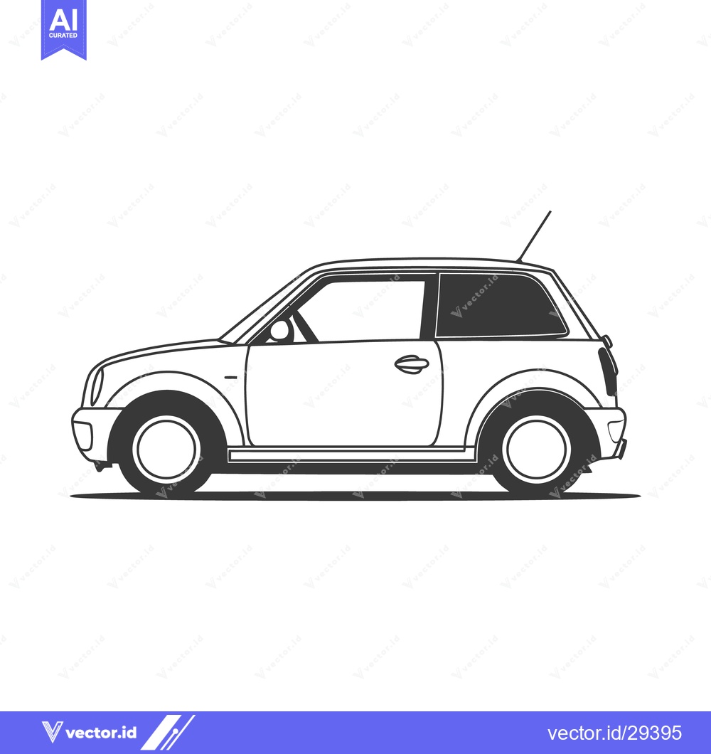 Premium Vector dari A small two door vehicle shown in simple black and white illustration