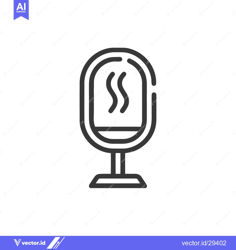 Premium Vector of Minimalist Sauna Heater Icon with Steam, Black Outline on White