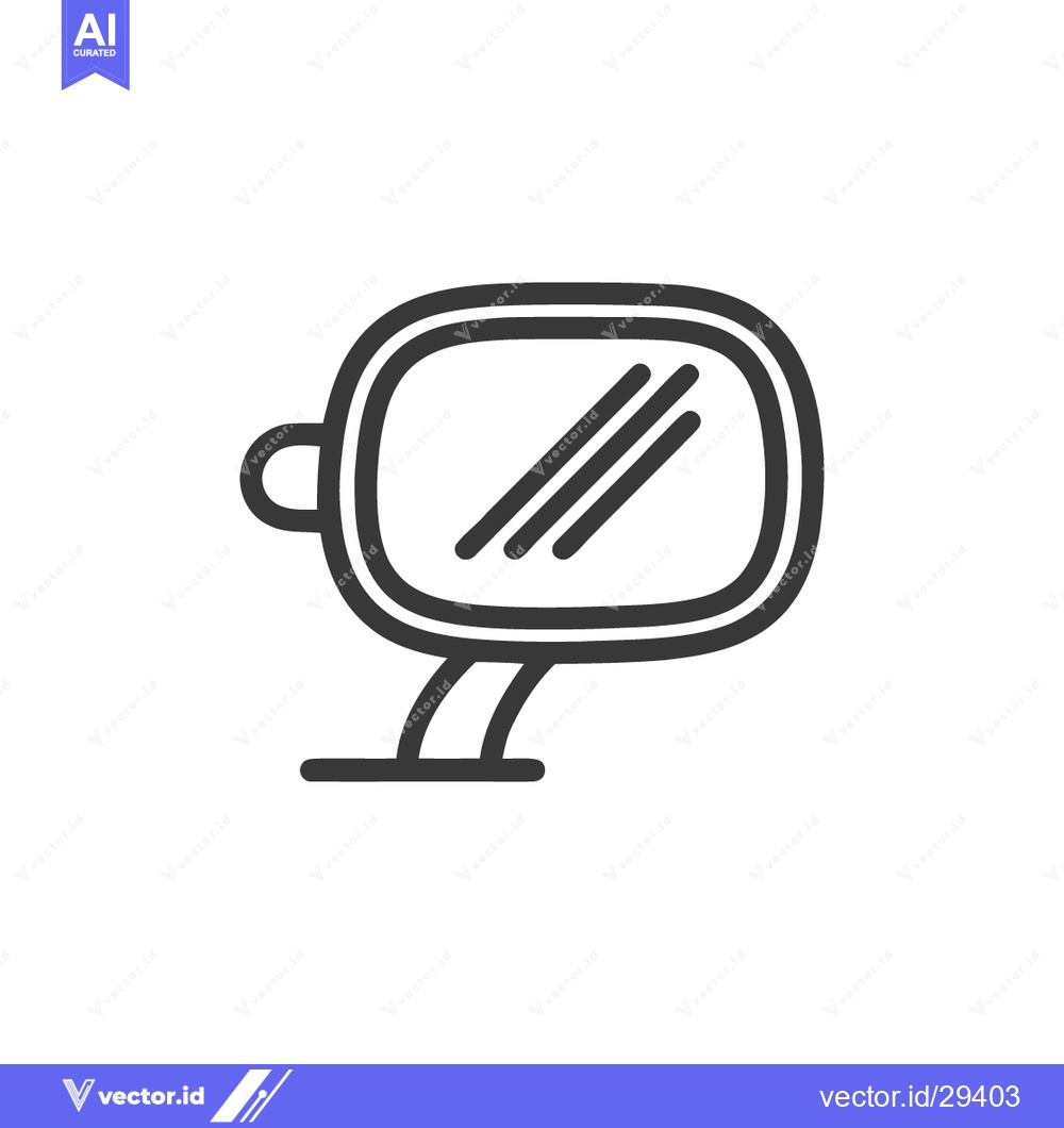 Premium Vector dari Minimalist Car Side Mirror Icon with Reflection Lines on White
