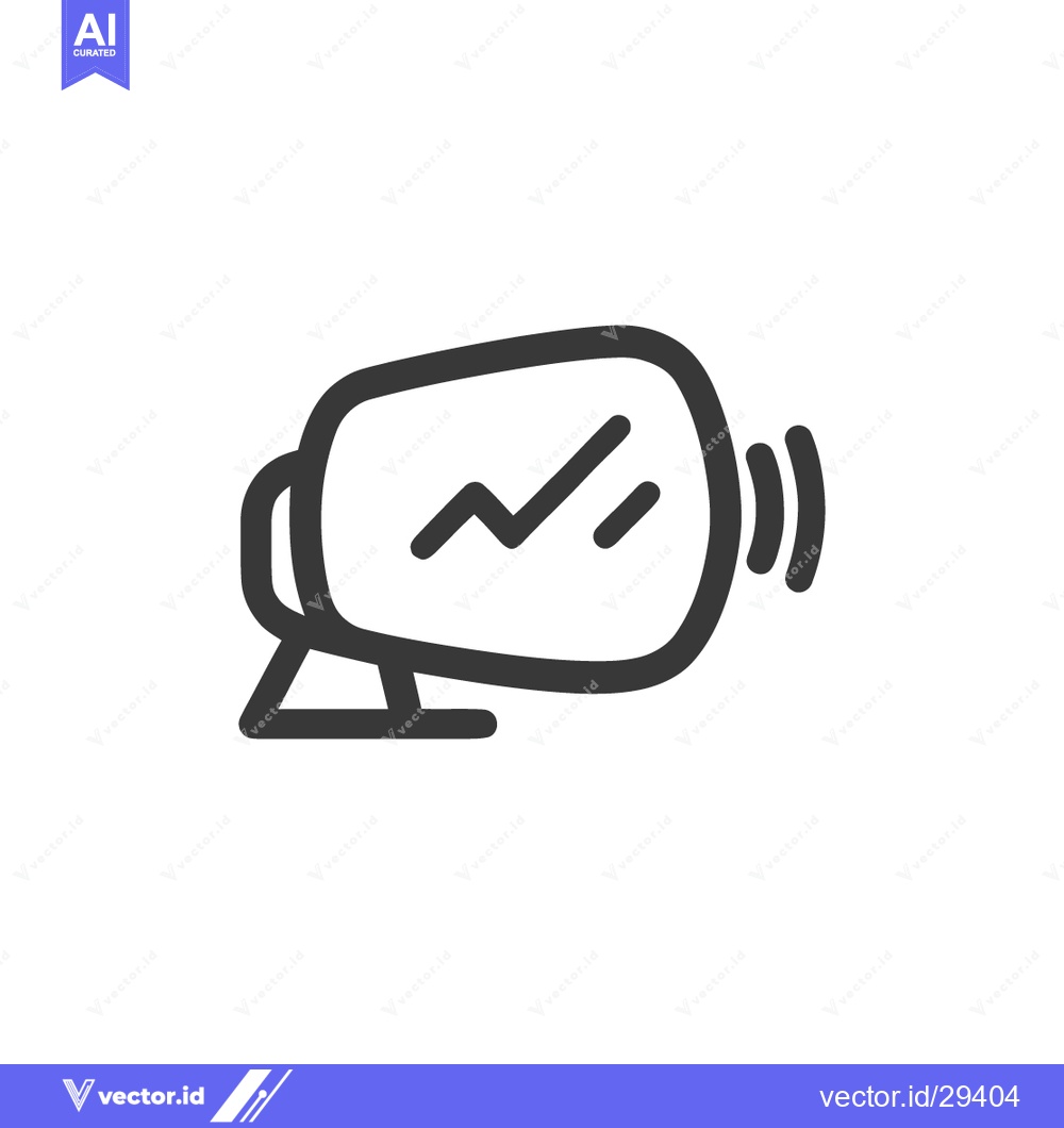 Premium Vector dari Stylized Icon of a Monitor Displaying a Zigzag Line and Sound Waves