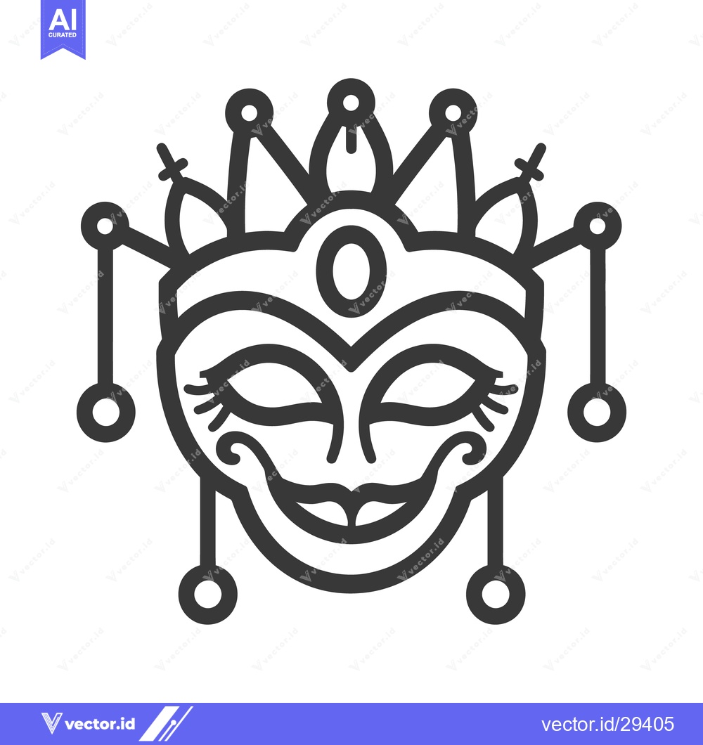 Premium Vector dari A black and white mask with whimsical decorative elements