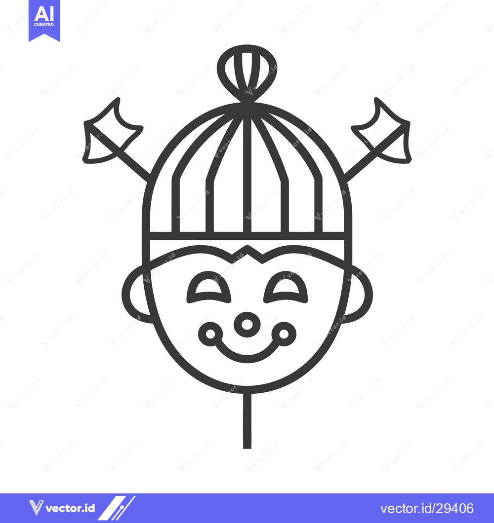 Premium Vector of A smiling face of a person wearing a striped hat with arrows