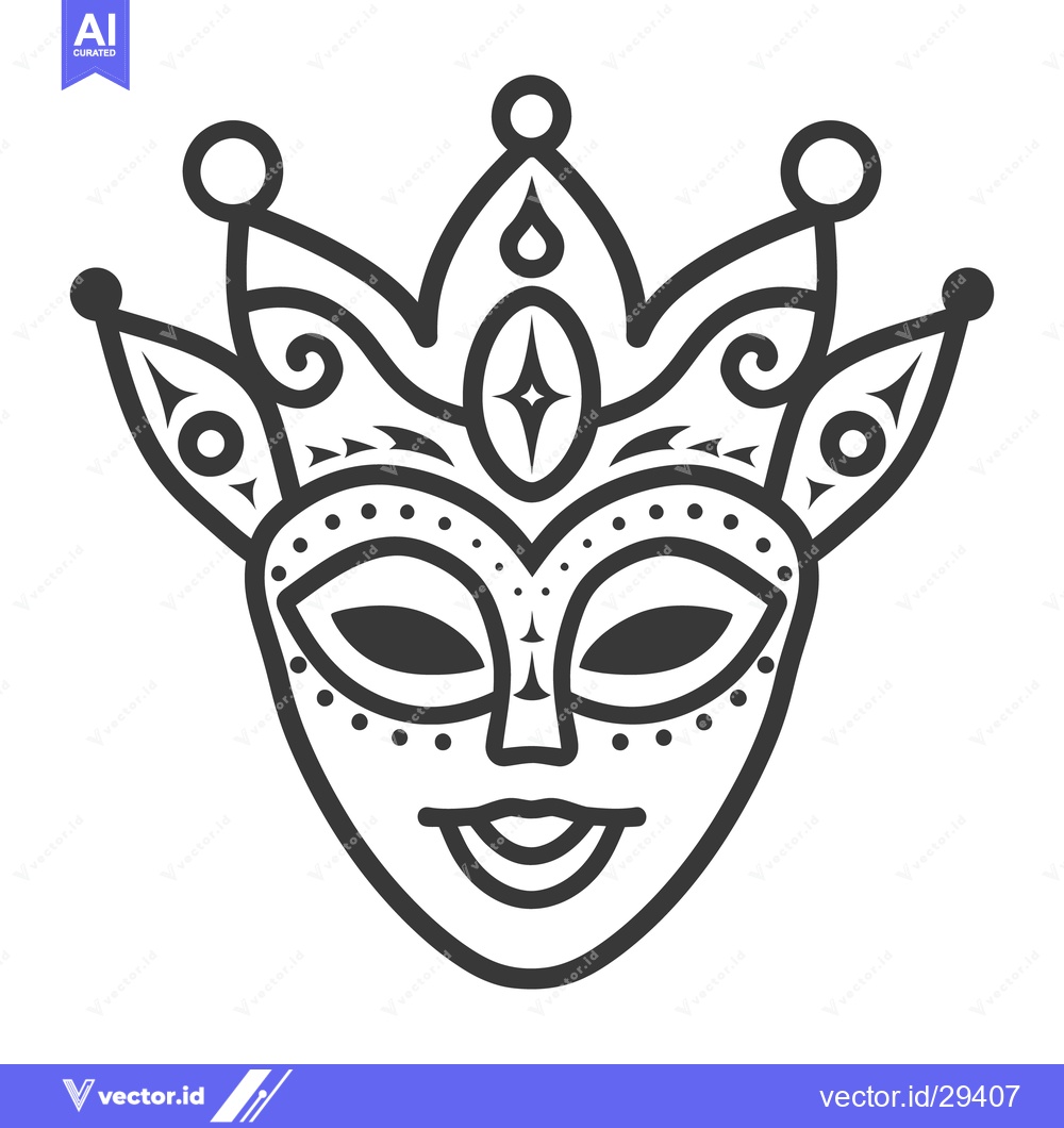Premium Vector of A decorative black and white carnival mask with ornate details