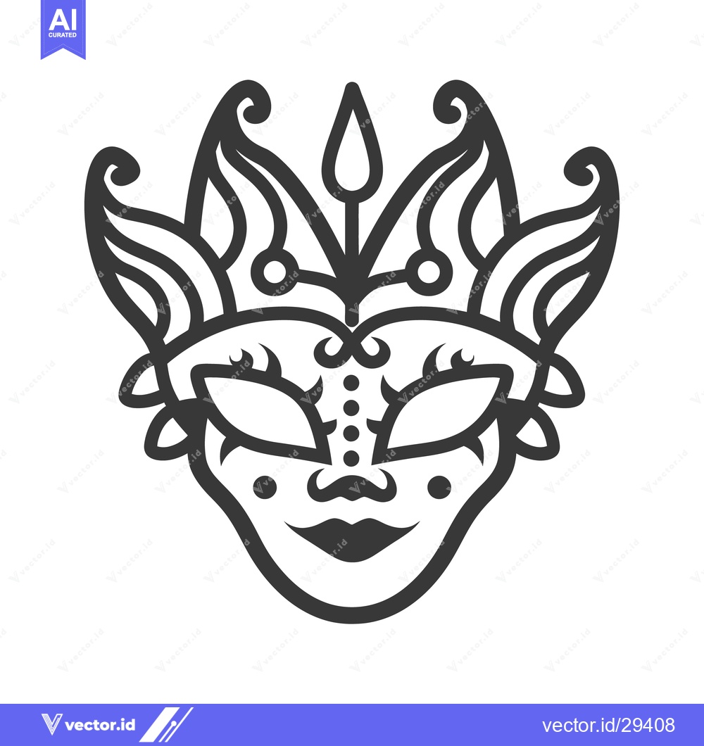 Premium Vector of An intricate illustration of an ornamental mask with detailed design