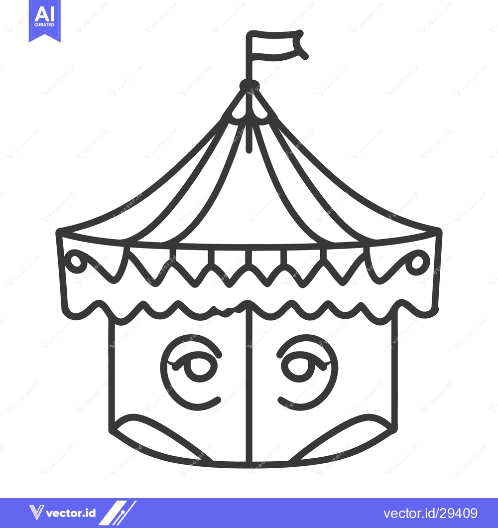 Premium Vector dari A simple illustrated image of a circus tent with flag