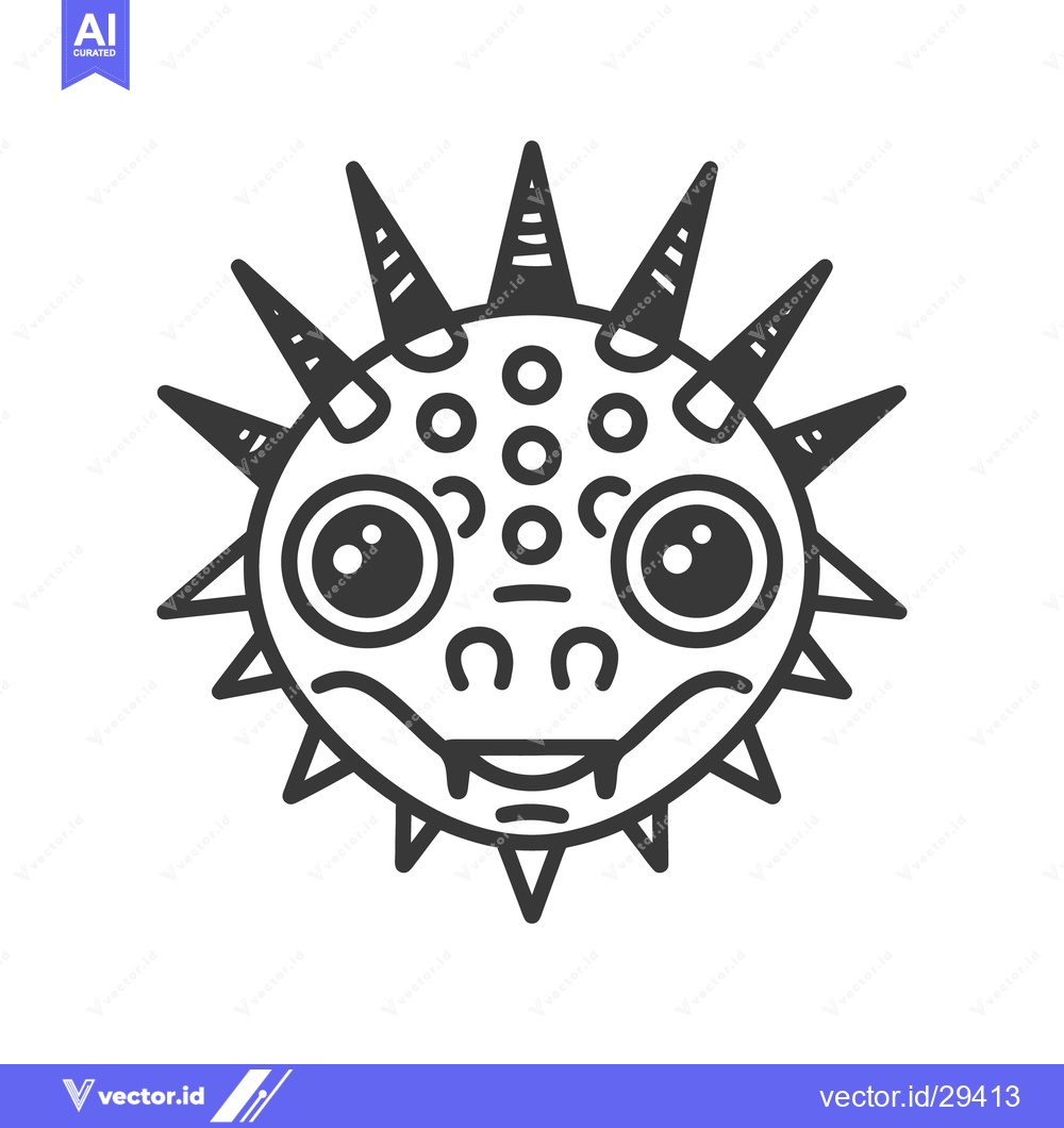 Premium Vector dari A cartoon illustration showing a spiky creature with a face