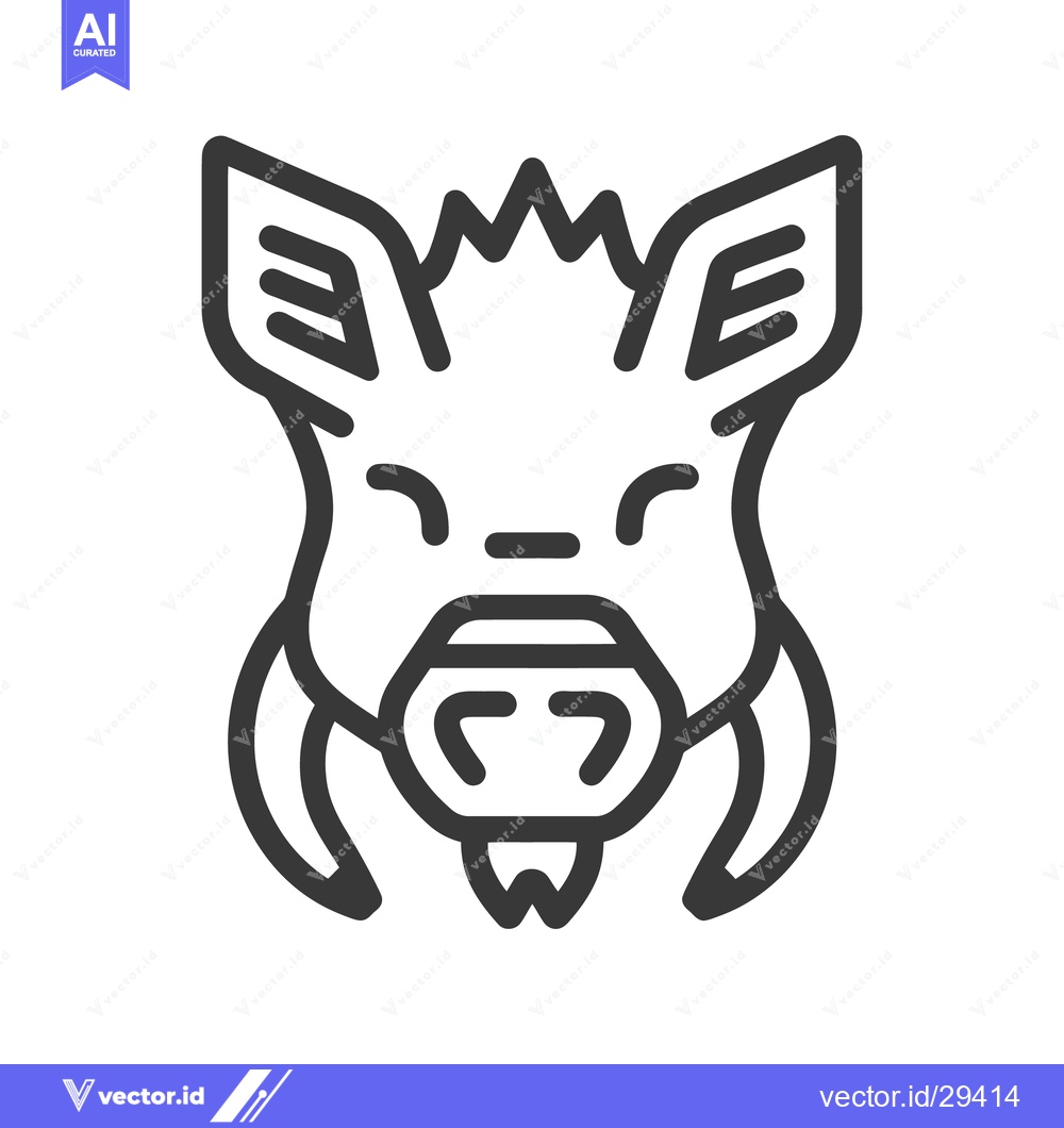Premium Vector of A simple black and white illustration of a wild boar face