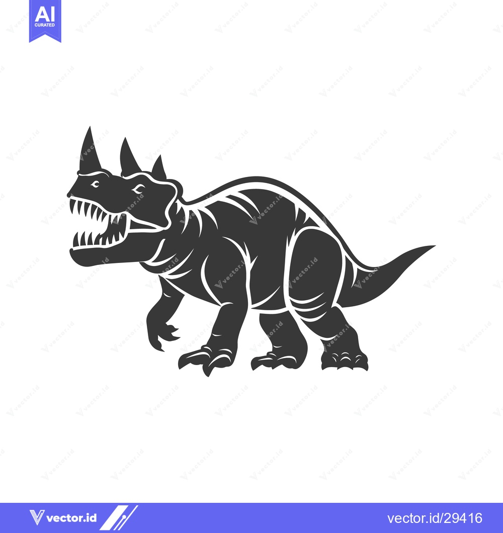 Premium Vector dari An illustration depicting a fierce herbivorous dinosaur with prominent